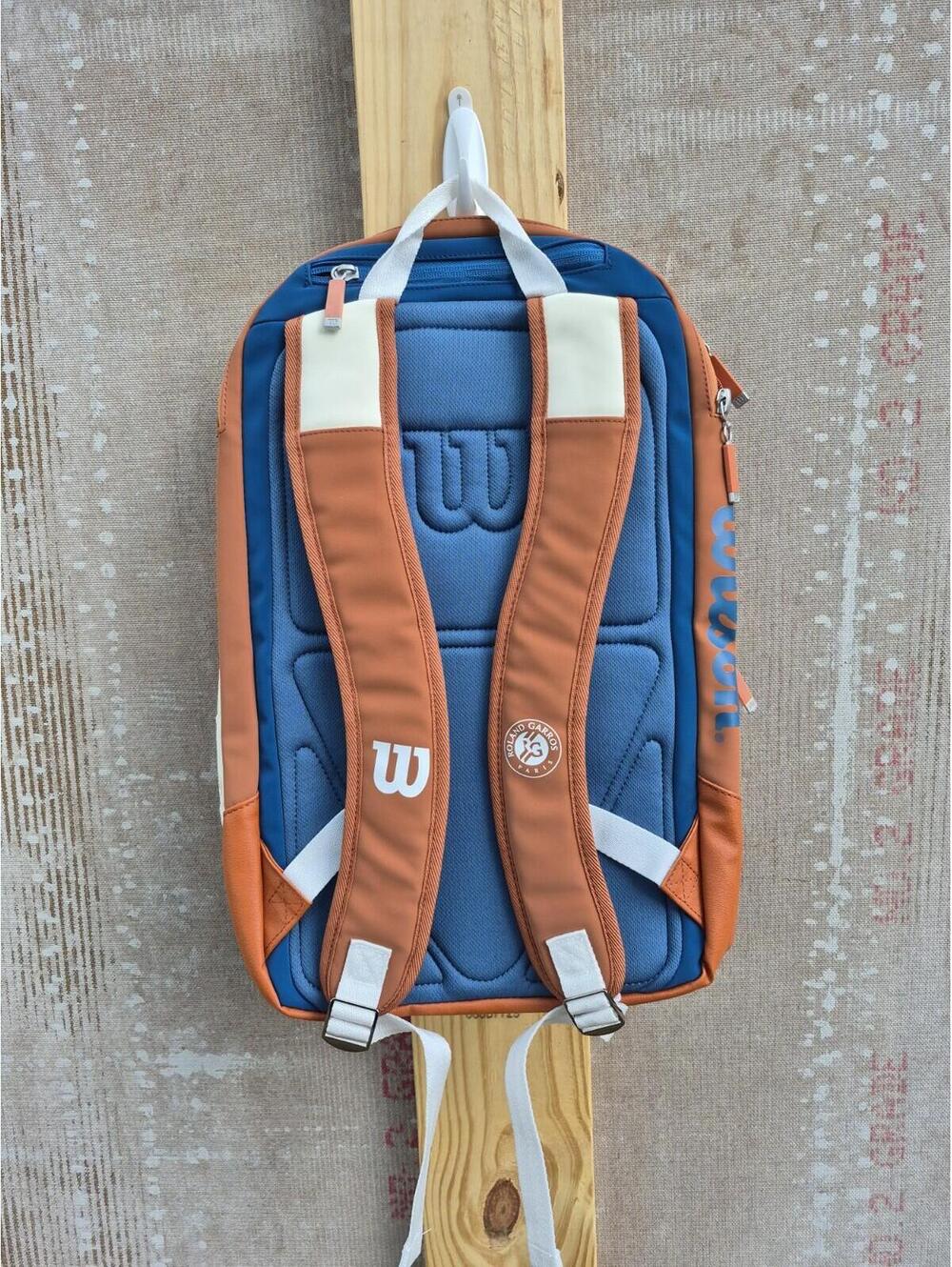Wilson Roland Garros Super Tour Tennis Backpack 2 Racket Bag Blue / White / Navy - Picture 7 of 12